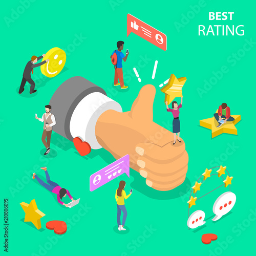 Flat isometric vector concept of best rating.