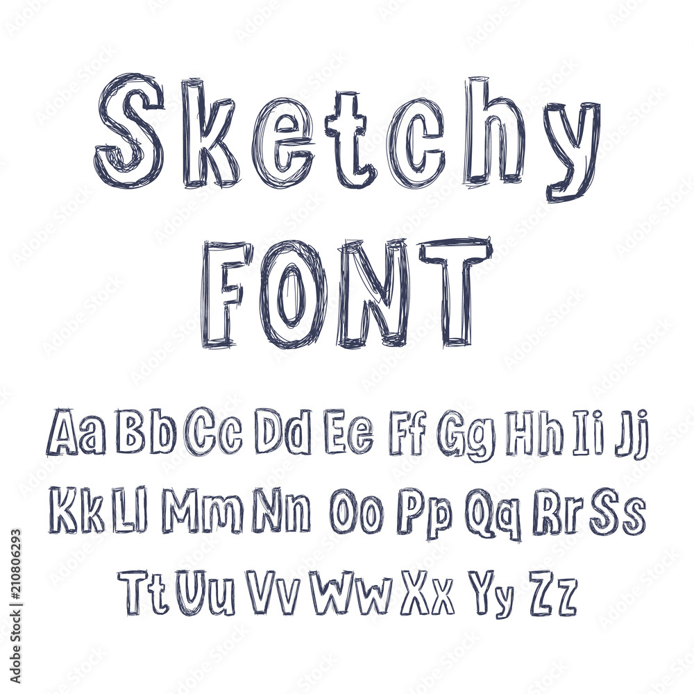 Vector Hand Drawn Sketchy Font, Isolated Pencil Drawings, Letters Set. Vector Hand Drawn Sketchy Font, Isolated Pencil Drawings, Letters Set.