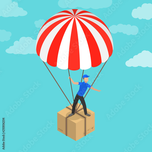 Flat isometric vector concept of fast delivery.