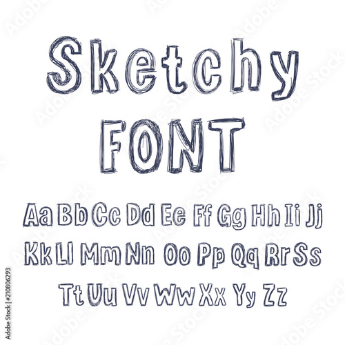 Vector Hand Drawn Sketchy Font, Isolated Pencil Drawings, Letters Set.