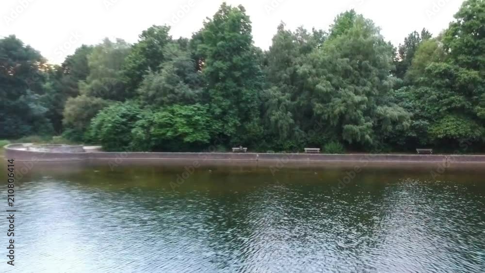 The Netherlands – Aerial drone view over Gaasperplas, Amsterdam South East with sunset sky The Netherlands – Aerial drone view over Gaasperplas, Amsterdam South East with sunset sky