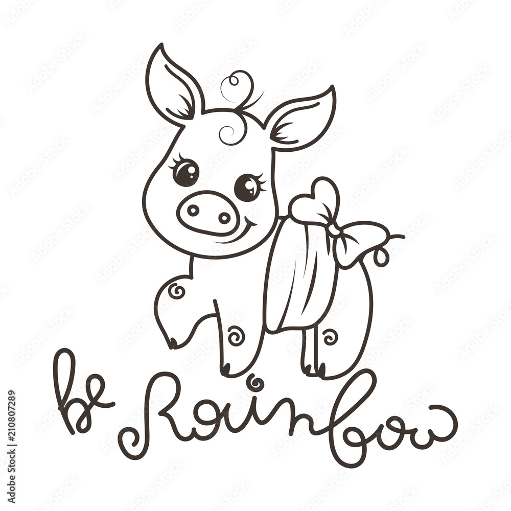Greeting card with cute cartoon pig Greeting card with cute cartoon pig
