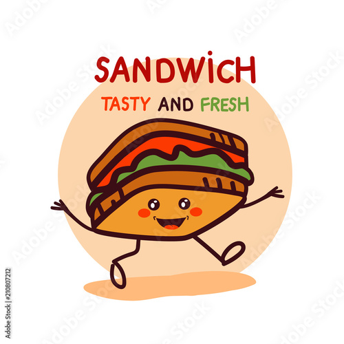 cute cartoon sandwich logo