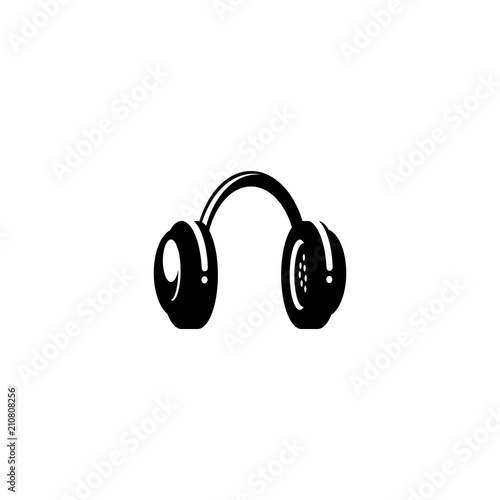 Earphones headphone military equipment vector icon symbol black pictogram