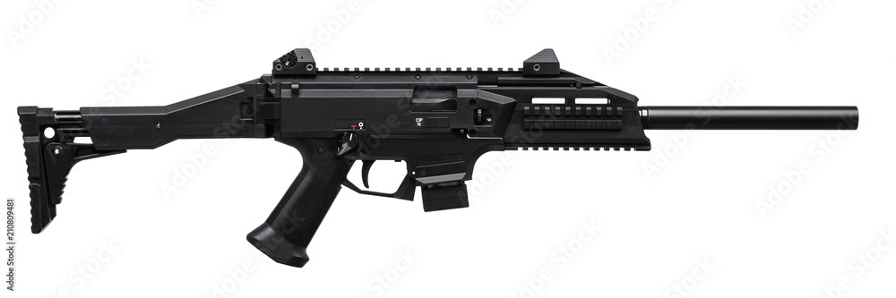 Modern automatic rifle isolated on white Modern automatic rifle isolated on white