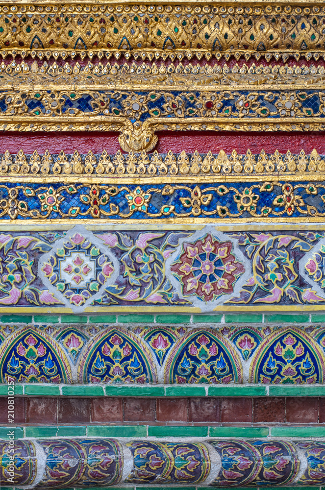 Impressive golden, colourful tiles in Thailand