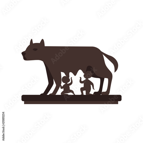 Capitoline Wolf with Romulus and Remus vector Illustration on a white background