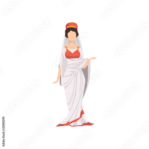 Roman woman in traditional clothes, citizen of Ancient Rome vector Illustration on a white background