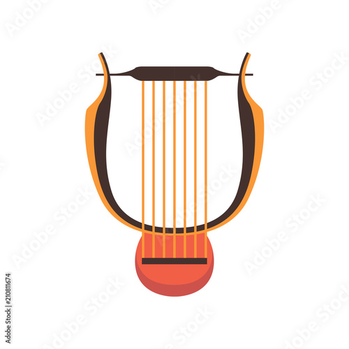 Ancient lyre musical instrument vector Illustration on a white background