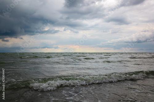 Seascape. The sea, the sky with storm clouds