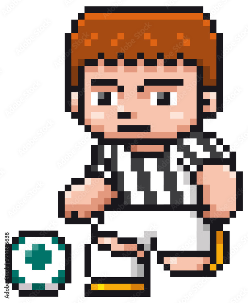 Fototapeta premium Vector illustration of Cartoon Soccer player - Pixel design