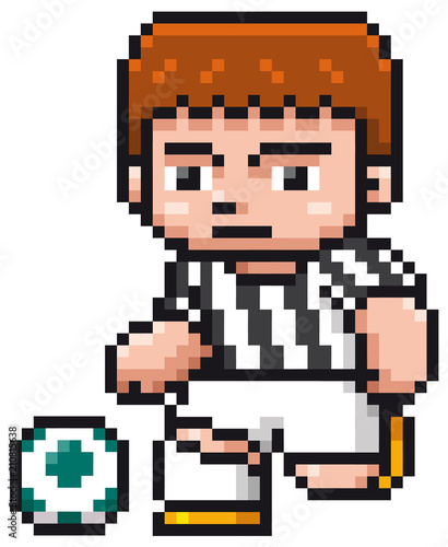 Vector illustration of Cartoon Soccer player - Pixel design