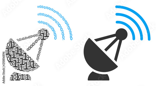 Radio transmitter composition icon of zero and null digits in various sizes. Vector digital symbols are scattered into radio transmitter collage design concept.