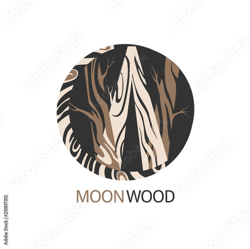 Template  for the brand moon wood company , wood factory, wood carvers, wood floor, shop, bar. Element for design Business card, banner, pattern, brochure template.