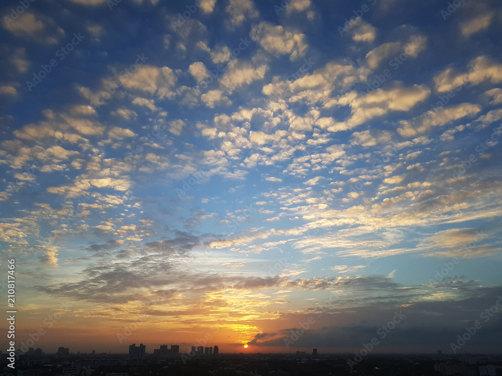 Sunrise with Clear Sky and Cityscape