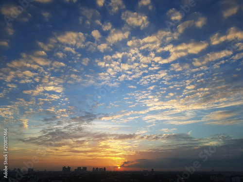Sunrise with Clear Sky and Cityscape