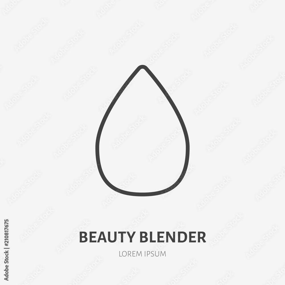 Beauty blender flat line icon. Makeup sign, illustration of foundation  sponge. Thin linear logo for cosmetics store. Stock Vector | Adobe Stock