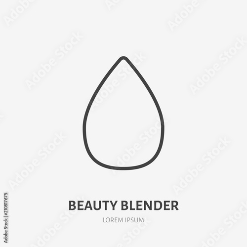 Beauty blender flat line icon. Makeup sign, illustration of foundation sponge. Thin linear logo for cosmetics store.