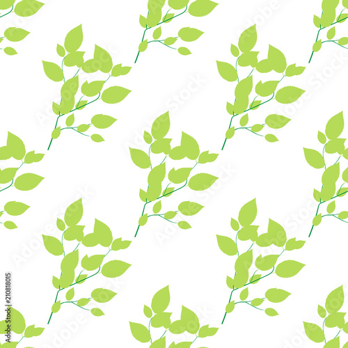 Seamless green Branch, Isolated On White Background, Vector Illustration
