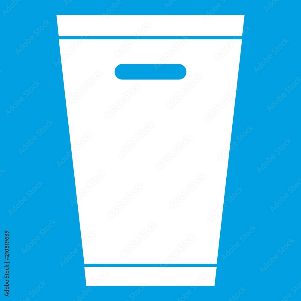 Trash can icon white isolated on blue background vector illustration Trash can icon white isolated on blue background vector illustration