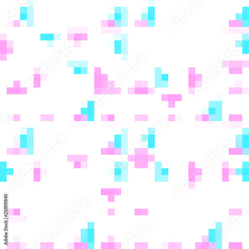 Pink and blue geometric pattern on white background