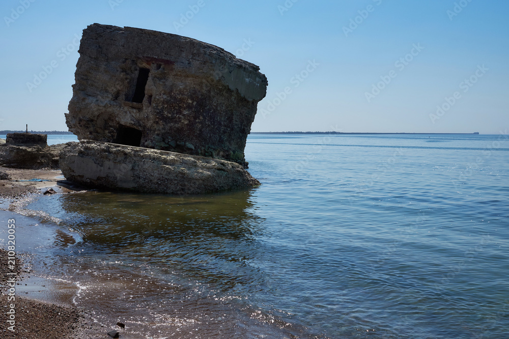 Bunker ruins near the Baltic Sea beach, part of the old fortress in the former Soviet Union base Bunker ruins near the Baltic Sea beach, part of the old fortress in the former Soviet Union base