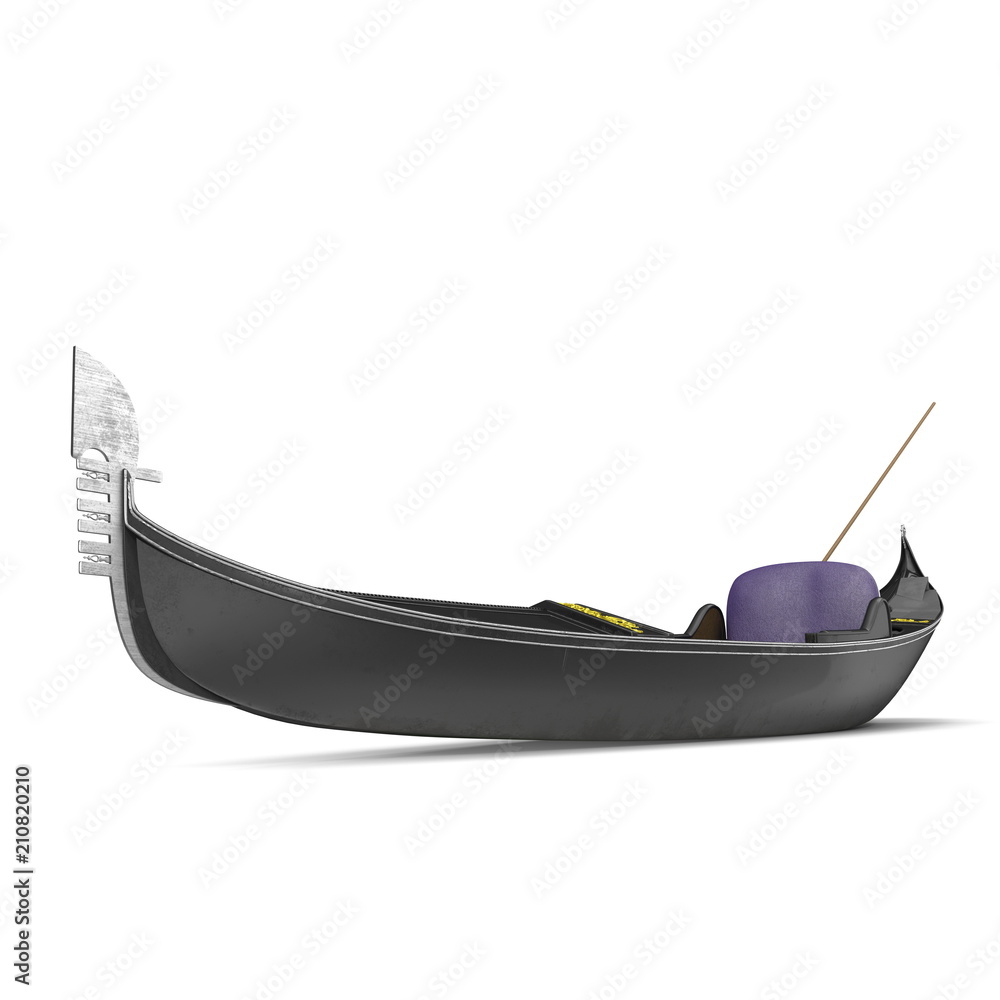 Gondola Boat on white. 3D illustration - obrazy, fototapety, plakaty 