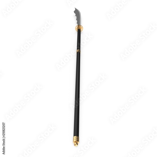 Japanese Samurai Naginata Yari Sword on white. 3D illustration