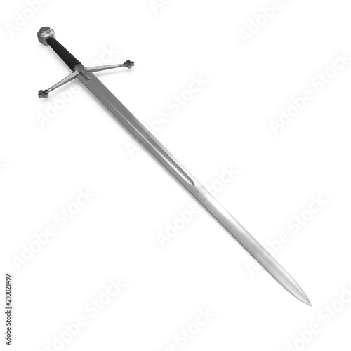 Knight Sword on white. 3D illustration