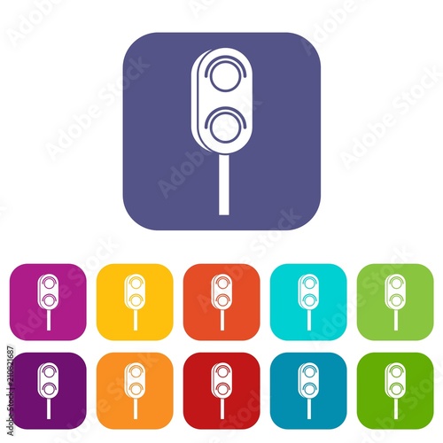 Semaphore trafficlight icons set vector illustration in flat style in colors red, blue, green, and other