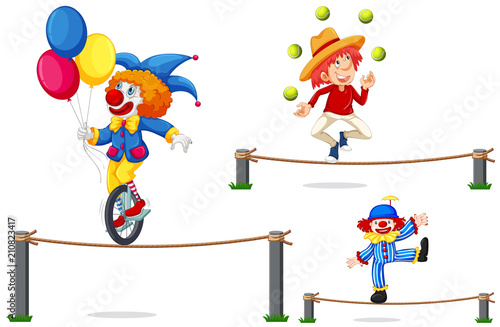 A Set of Circus Show on White Background
