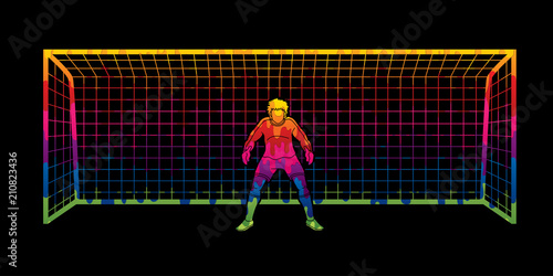 Goalkeeper prepare catches the ball designed using colorful graphic vector.