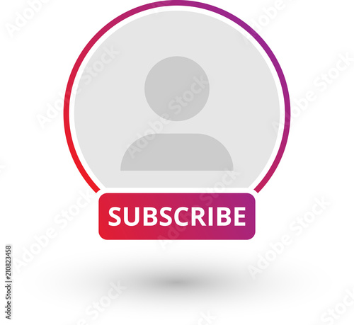 Pink subscribe web icon isolated on white.