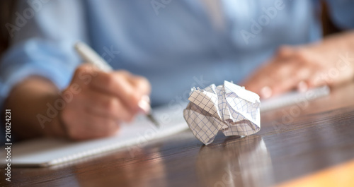 Concept of writer without inspiration, focus on foreground