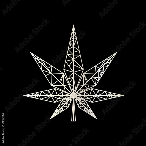 cannabis outline vector isolated black background