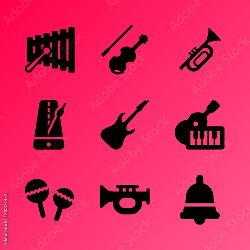 Vector icon set about music instruments with 9 icons related to preschool  drum  background   music  colorful  toy  decoration  orchestra  beautiful and graphic