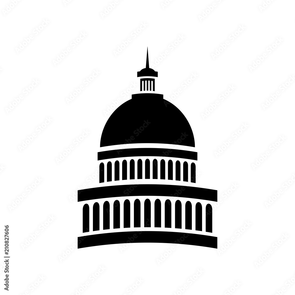 icon isolated white background, sacramento vector government building
