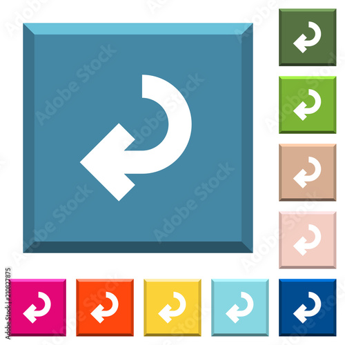 Return arrow white icons on edged square buttons