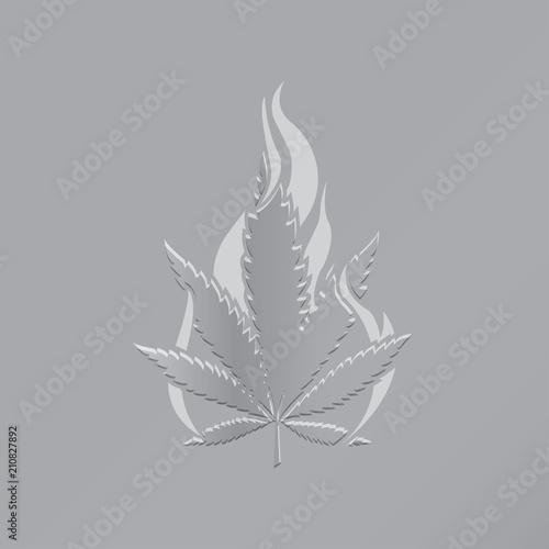 marijuana leaf metallic style design