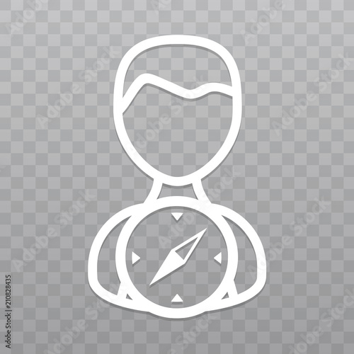 Thin line People with Compass icon. Find direction on transparent background.