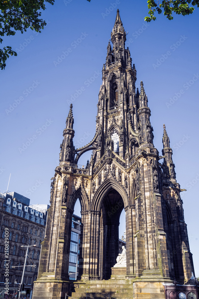 The Scott Monument, Princes Street, Edinburgh, Scotland, UK.  A Victorian Gothic monument to Scottish author Sir Walter Scott.