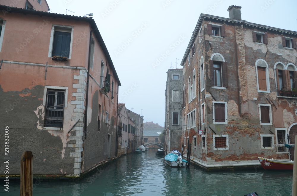 venice italy canal fog water morning