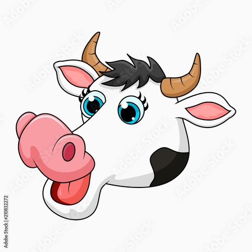 cartoon cow head design isolated on white background