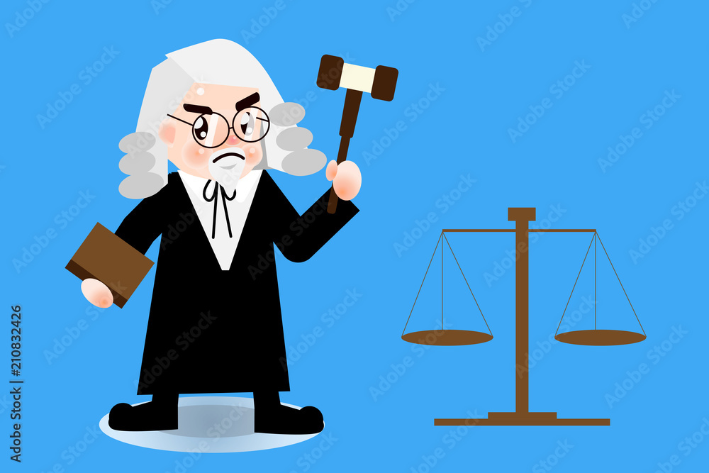 Vettoriale Stock The Judge with Hammer,Law book and Scale court.Cartoon  Character for animation , separate layer ,joint and or Main organs. | Adobe  Stock