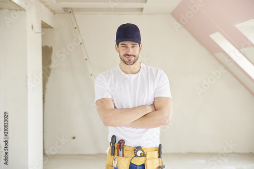 Professional construction worker man portrait