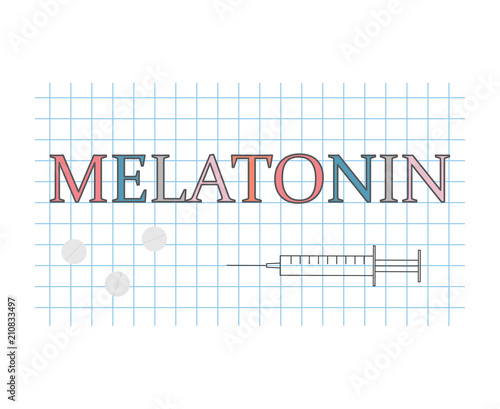 melatonin word on checkered paper sheet- vector illustration