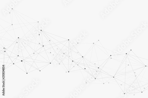 Geometric graphic background communication. Global network connections. Wireframe complex with compounds. Perspective backdrop. Digital data visualization. Scientific cybernetic vector