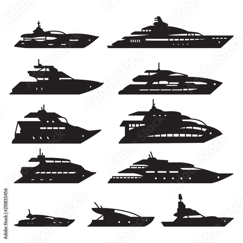 Ships and boats set, Yacht icon set. Vector. 