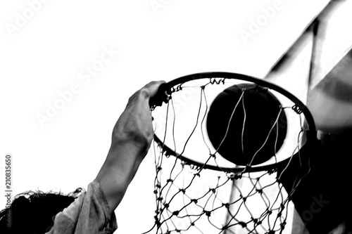 dunk basketball black and white background