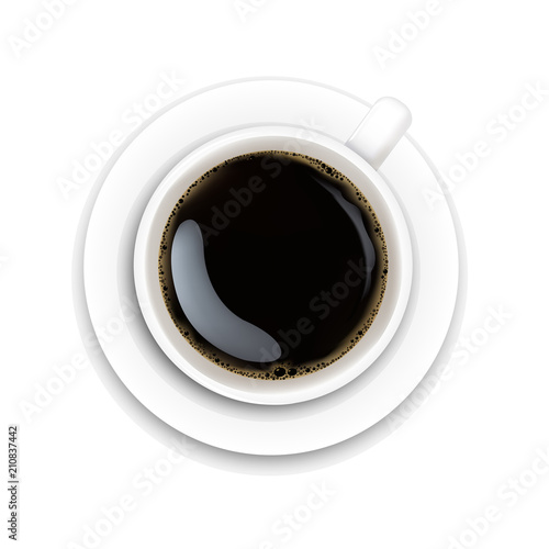 Cup With Coffee And Plate White Background